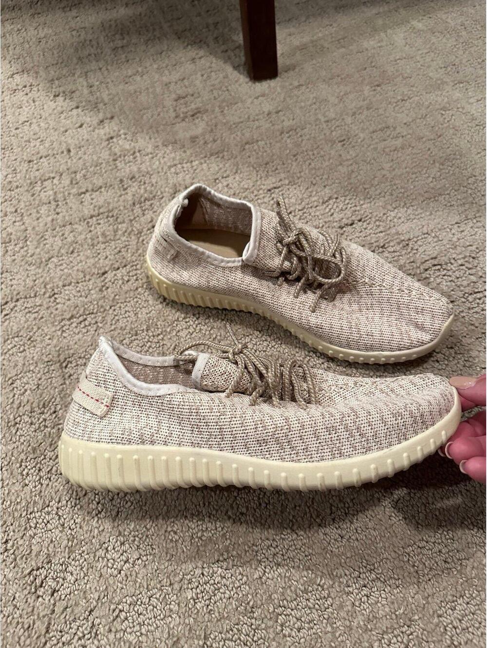 Wild Diva Beige Knit Sneakers